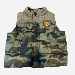 Baby Gap Toddler Camouflage Puffer Vest 2T Gray Green Sleeveless Zip Gorpcore